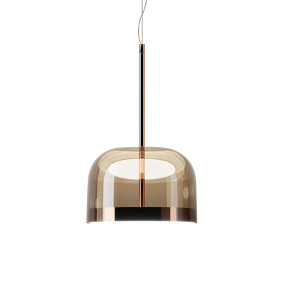 LED Pendant Lamp | Equatore Rose Gold | Smoky Glass Shade 