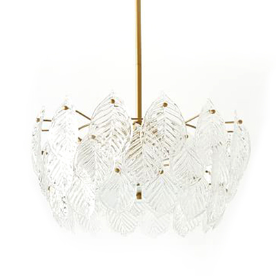Glass Leaf Chandelier | White LED Light | Clear Glass Leafs