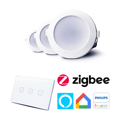 Smart LED Downlight Bundle | Wall Mount Dimmer Switch | App & Voice Control Through Smart Hubs