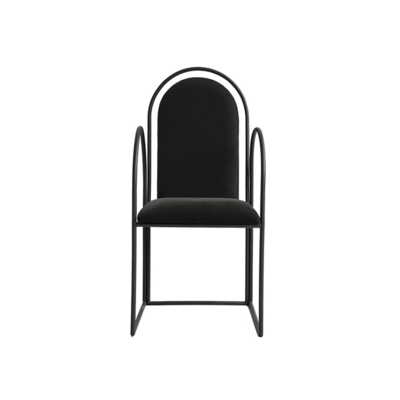 Lectory Danish Cygnus | Highback Arm Dining Chair Black | Classic Black Velvet
