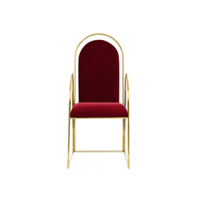 Lectory Danish Cygnus | Highback Arm Dining Chair Gold | Red Velvet 