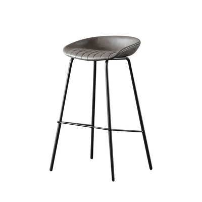 ZEIL Lowback Kitchen Bar Stool | Synthetic Leather | Mesh Grey