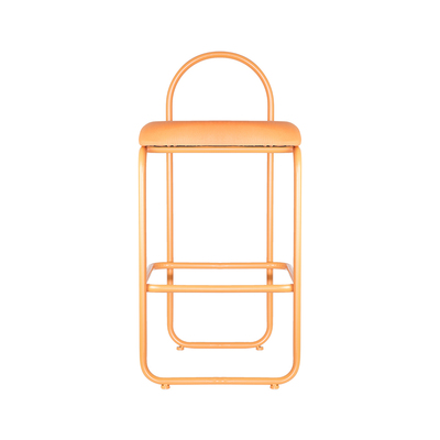 Replica Angui Bar Stool | Bended Iron Tube | Orange Metal Frame | Orange Velvet Seat Cover 