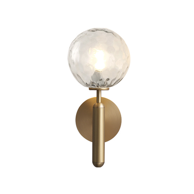 LED Wall Lamp | Brass Pearl | Crystal Glass Shade 