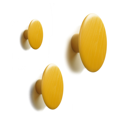 Dots Coat Hook | Golden Yellow | Hat Jacket Round Wooden Wall Mount Cloth Hanger