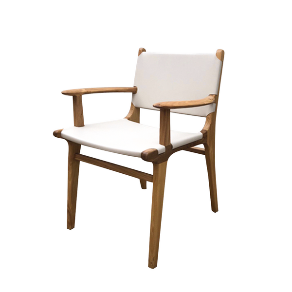 Shufan White Loft Woven Dining Chair, Leather And Timber Dining Chairs