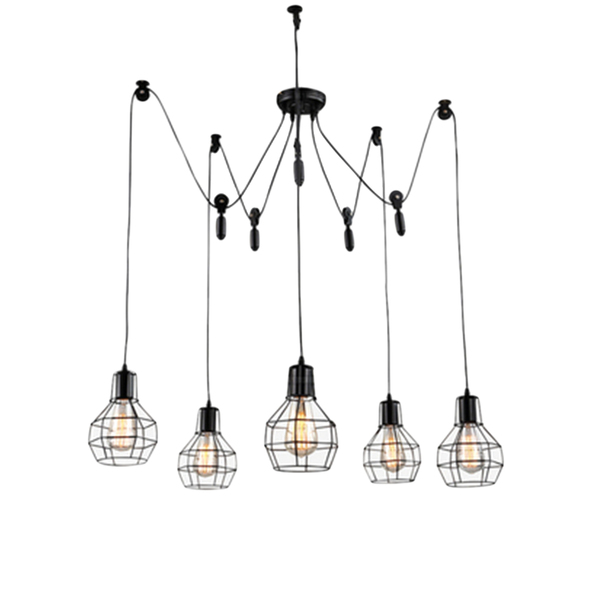 Vintage Pendant Lamp Cage Set W Edison Bulb 40w Industrial - 5 Drop Pendant Lights Vintage Pendant Lamp Cage Set W Edison Bulb 40w Industrial - 5 Drop Pendant Lights