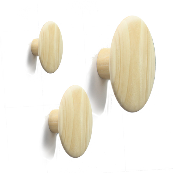 Dots Coat Hook Natural Oak Hat Jacket Round Wooden Wall Mount Cloth Hanger - Large Round Wooden Wall Hooks