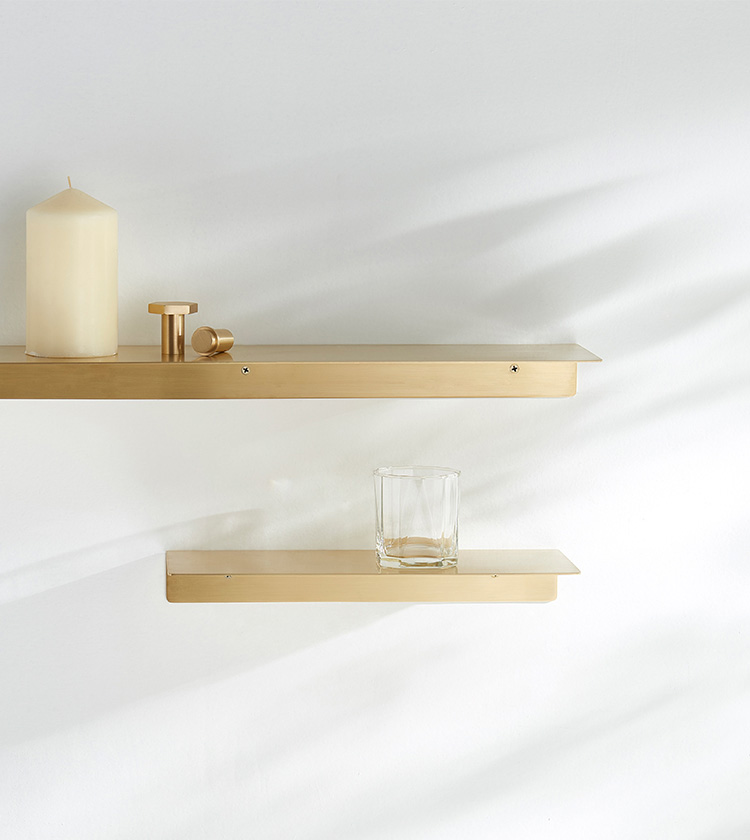 Floating Wall Shelf Floating Rack Brass Gold Dacraft