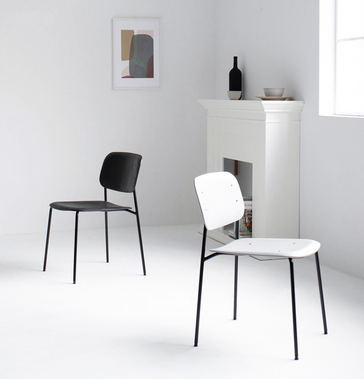 Stackable Plywood Danish Dining Chair Black Frame Black Timber