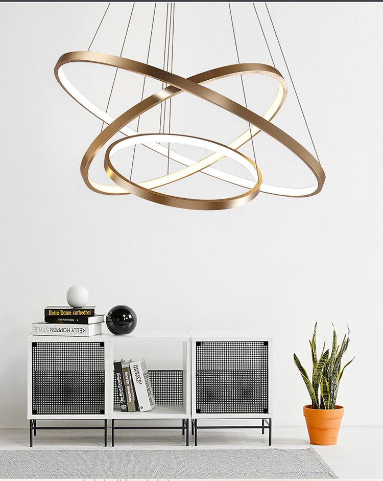 Smart Pendant Lights Rings Design Brushed Gold