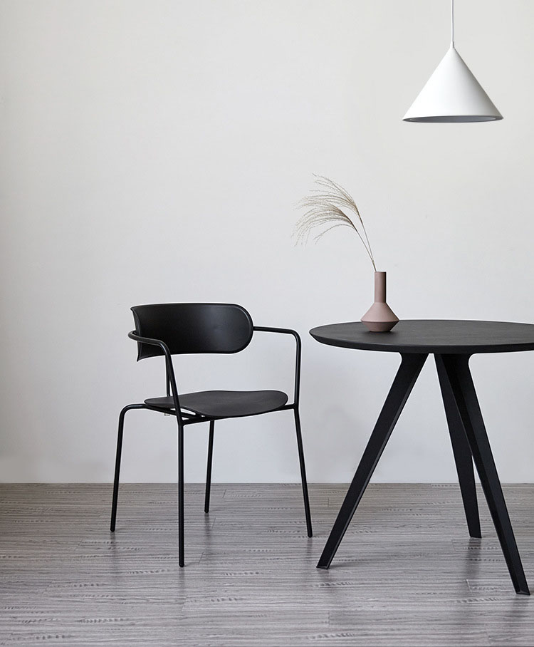 Danish Dining Chair | Minimalist Chair With Arm Rest | Black - Matt Life