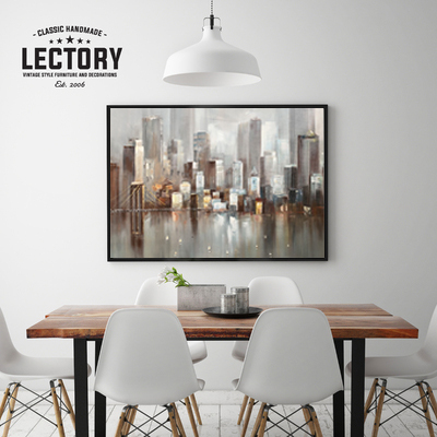 Hand-Painted Oil Painting - Rainy City | Modern Abstract Decor Unframed Wall Art