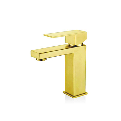Basin Mixer | Short | Square Series | Gold 