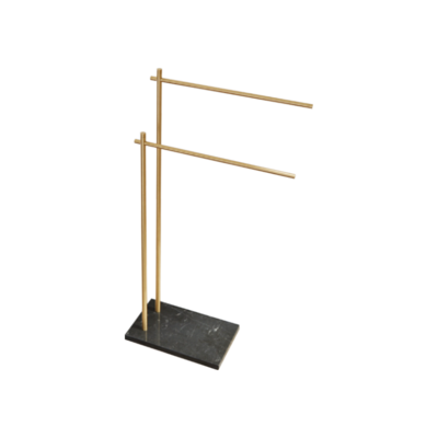 Brass Tower Rack | Artikle Brass Gold Pole | Twin | Black Marble Base