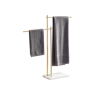 Brass Tower Rack | Artikle Brass Gold Pole | Twin | White Marble Base