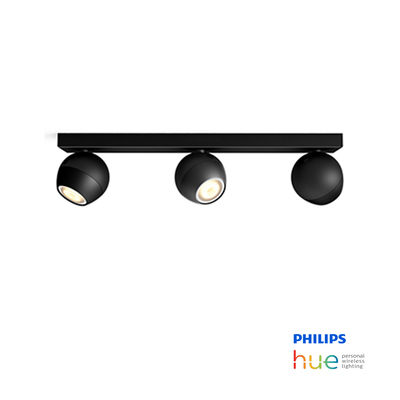 Philips Hue Buckram | 16.5W Black LED Spot Light | Triple Head