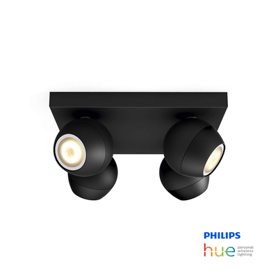 Philips Hue Buckram | 22W Black LED Spot Light | 4 Head