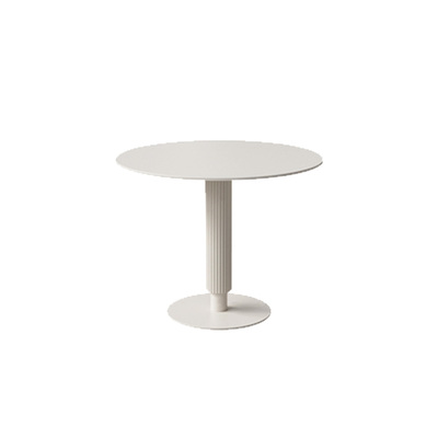 Danish Dining table | Minimalist Single Pole | Sintered Stone Top | White