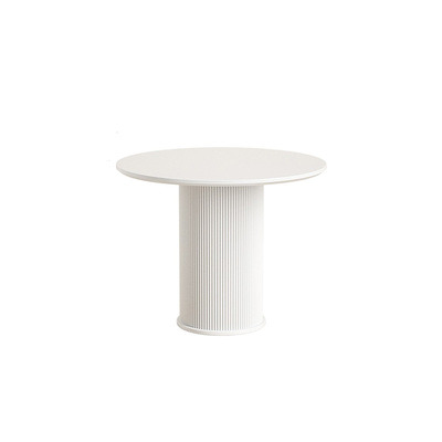 Danish Dining table | Minimalist Thick Pole | Sintered Stone Top | White