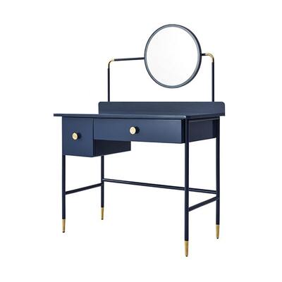 Scandinavian Full Moon Dressing Table Navy Blue | LED Lamp Integrated