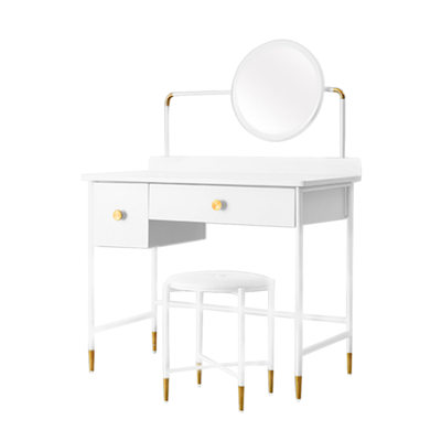 Scandinavian Full Moon Dressing Table White | LED Lamp Integrated