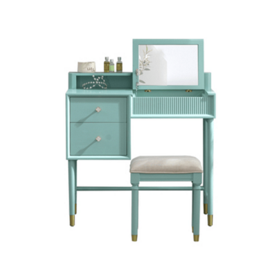 Lectory Dressing Table | OYMJ Foldable Mirror 2 Draws with Stool Set | Mint Green