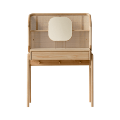 Danish Dressing Table | Ziihome Solid Timber | Single Draw with Woven Cane Mesh |  Ash