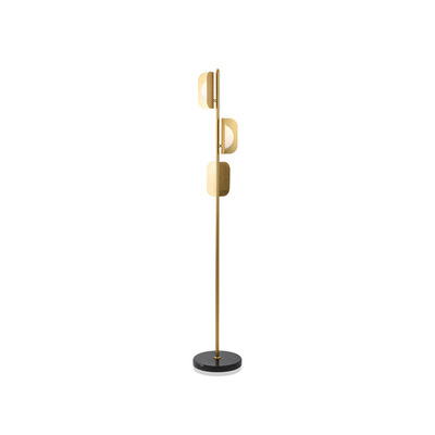 Danish Floor Lamp | Brass Pole | 3 Heads | Marble Base