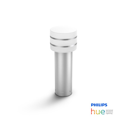 Philips Hue Tuar | 9.5W Stainless Steel Outdoor Pedestal Garden Lamp | 40cm | ZigBee Homekit