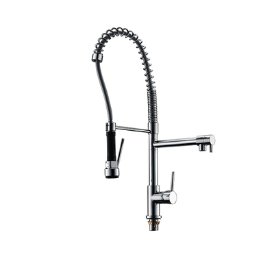 Kitchen Sink Mixer | Round Twin Oulets | Spring Pull out Handle | Gun Metal
