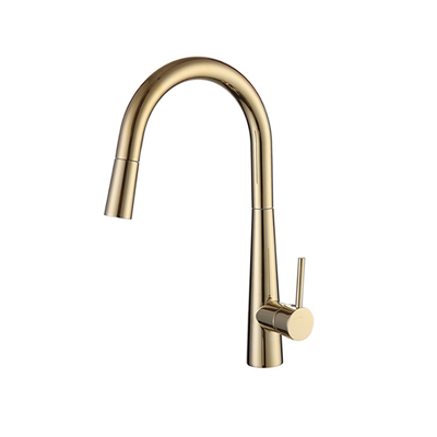 Kitchen Sink Mixer | Pull Out | Premium Round Tube | Gold 
