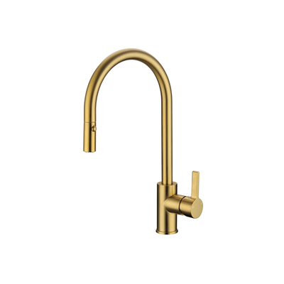Kitchen Sink Mixer | Pull Out | Minimal Round Tube | Gold 