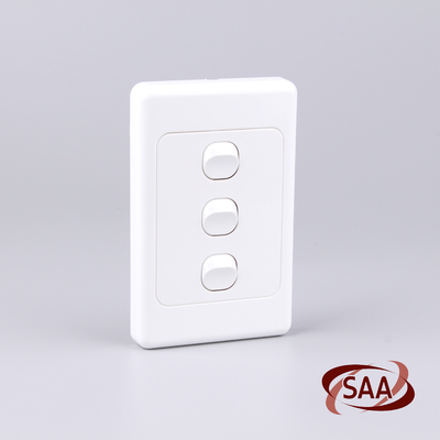 Wall Mount Light Switch | 3Gang | GPO Plate 1 Way Pole SAA 10 Amp Vertical / Horizontal