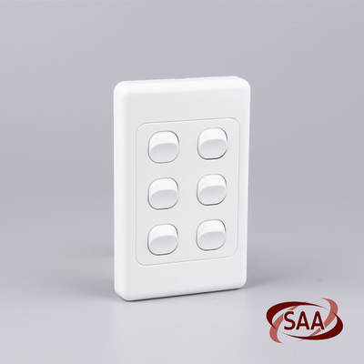 Wall Mount Light Switch | 6Gang | GPO Plate 1 Way Pole SAA 10 Amp Vertical / Horizontal