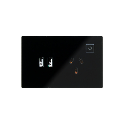 NUE Smart ZigBee USB Power Point  | Black | Wall Mount | Single Power Point + 2 USB Ports