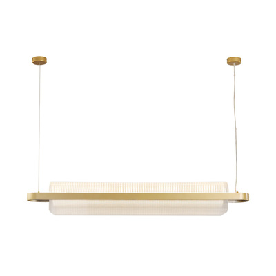 Crystal U-Shape Linear Pendant | Gold Polished Brass | Vintage Crystal Light Fixtures