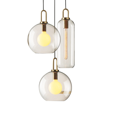 Vintage Burnished Brass Pendant | Clear Glass Dew | G80 LED Bulb