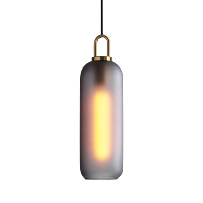 Vintage Burnished Brass Pendant | Matt Glass Tube | Edison Bulb