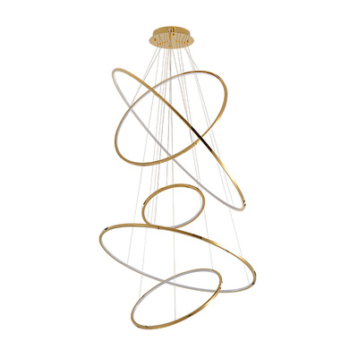 Smart Pendant Light For Home and Kitchen | 5 Rings | Planetary Rings Design | Brushed Gold