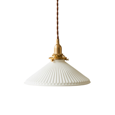 Lectory LED Pendant Lamp | Porcelain Cones | Vintage Ceramic Shade | Brass Holder
