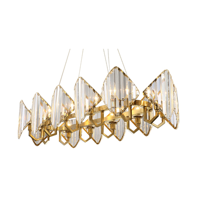 Dimond Crystal Oval Pendant | LED Light | Gold Stainless Steel
