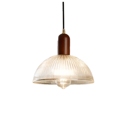 Lectory LED Pendant Lamp | Vintage Dome | Glass Shade Timber Handle 