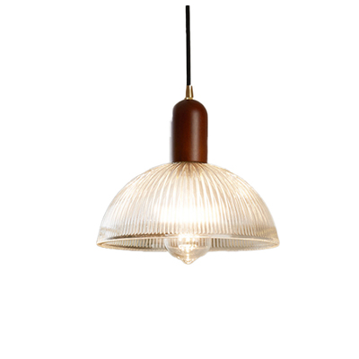 Lectory LED Pendant Lamp | Vintage Dome | Glass Shade Timber Handle