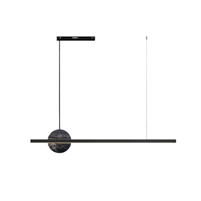 Lectory LED Linear Pendant Lamp | The Dusk | Black Copper Body | Black Marble Disk