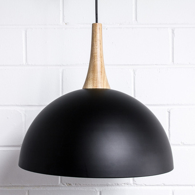 Vintage Pendant Lamp - Metal Dome | w/ LED 7W Bulb | Dining Nordic Wood