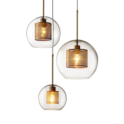 Vintage Burnished Brass Pendant | Industrial Mesh | G80LED Bulb