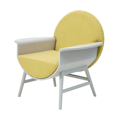 Scandinavian Full Moon Arm Chair | Ceylon Yellow + White Frame