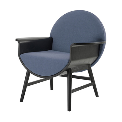 Scandinavian Full Moon Arm Chair | Dark Blue + Black Frame