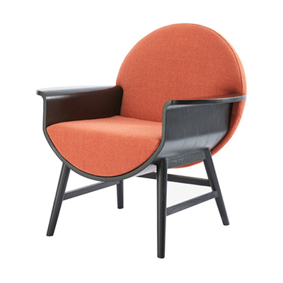 Scandinavian Full Moon Arm Chair | Orange + Black Frame